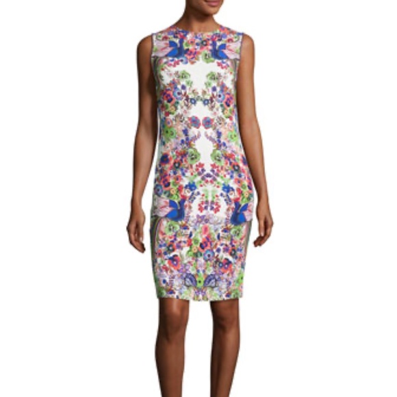 🆕🏷️ Roberto Cavalli Sleeveless Punto Stoffa Sheath Dress, White/Multi - Picture 6 of 16